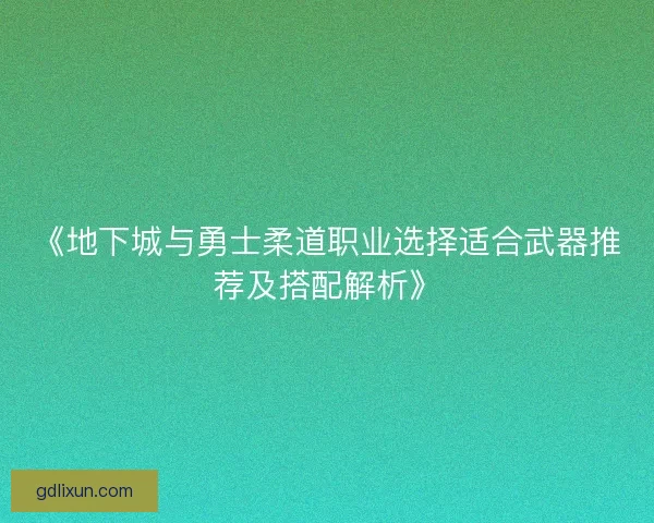 《地下城与勇士柔道职业选择适合武器推荐及搭配解析》