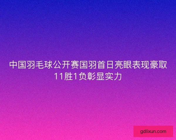 中国羽毛球公开赛国羽首日亮眼表现豪取11胜1负彰显实力